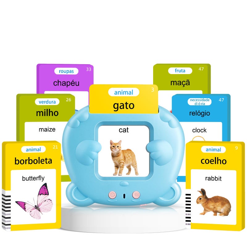 AHJ Portuguese Brazil English Talking Flash Cards for Toddlers Bilingual Flash Cards Learning Montessori Toys with 224 Sight Words Speech Therapy Toys for Children Sensory Preschool Education Gifts - Image 3