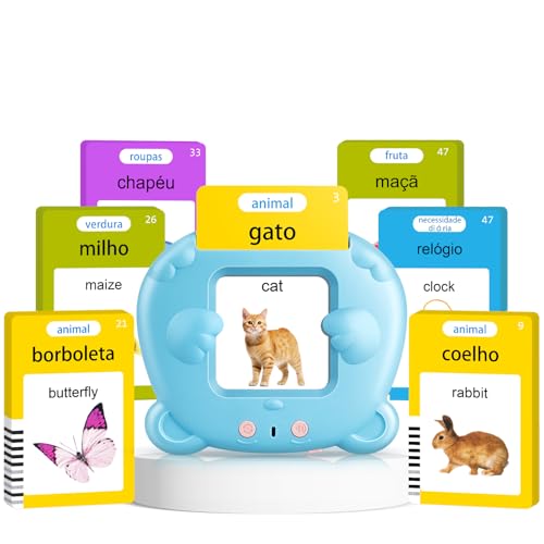 AHJ Portuguese Brazil English Talking Flash Cards for Toddlers Bilingual Flash Cards Learning Montessori Toys with 224 Sight Words Speech Therapy Toys for Children Sensory Preschool Education Gifts - Image 1