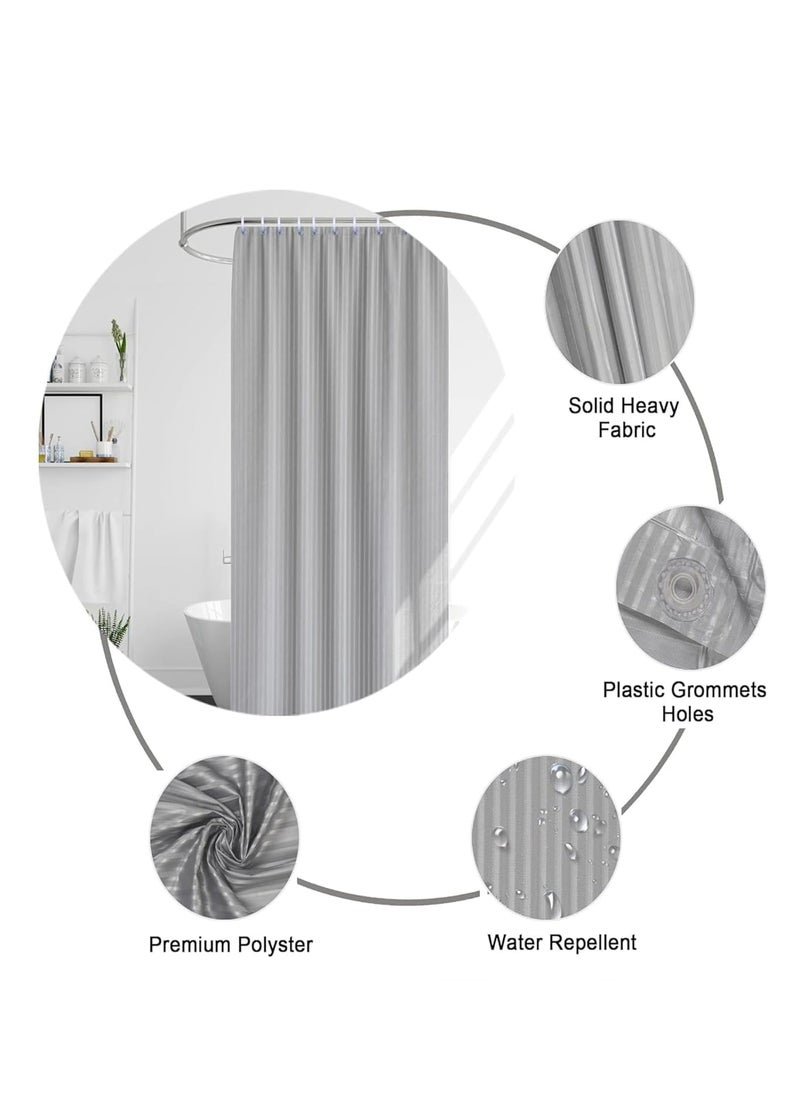 Ambbi Collections - Ambbi Collections Polyvinyl Chloride Striped Shower Curtain Polyester Waterproof 7x45 ft with Hooks PVCfor Washroom Balcony for Rain 12 Eyelet Hooks 7 ft W x 45 Ft H Pk of 2 Grey - Image 1