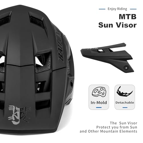 BATFOX Bike Helmet,Mountain Bike Helmet Helmets for Men Women Adults Youth (Black, L(58-61CM)) - Image 3