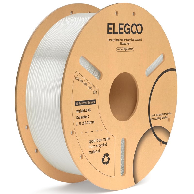 ELEGOO خيوط طابعة ثلاثية الأبعاد PLA + 1.75 مم 1 كجم (شفاف) - Image 1