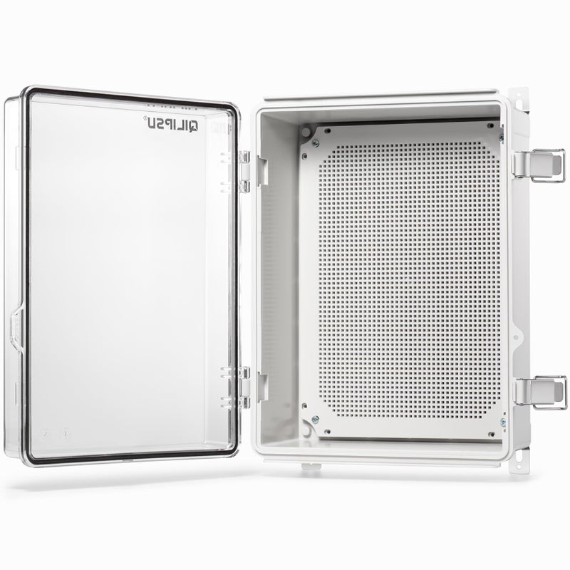QILIPSU Waterproof Junction Box IP67 Outdoor Plastic Electrical Project Enclosure Weatherproof with Mounting Plate Wall Brackets Hinged Clear Cover 161x122x71 CC
