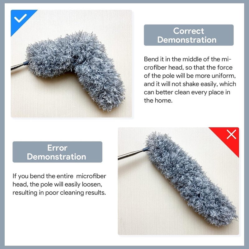 ALLISON CREATIVE Long Handle Microfiber Feather Fan Ceiling Duster for Dust Cleaning with extendable Pole 100 Inch with Anti Scratch Bendable Brush for Cleaning High roof Cobweb Stick (Fan Duster) - Image 3