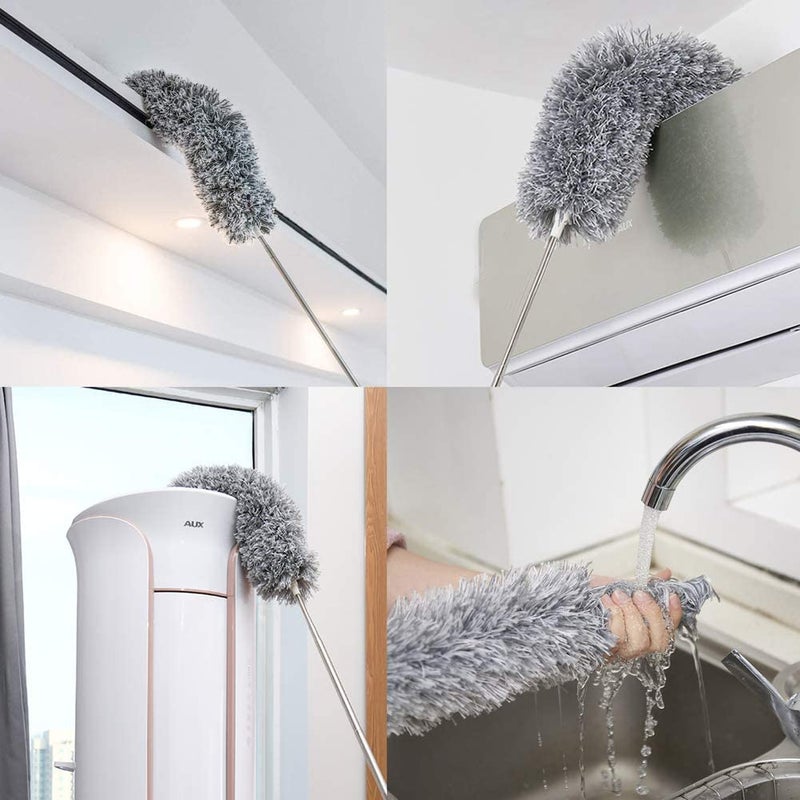 ALLISON CREATIVE Long Handle Microfiber Feather Fan Ceiling Duster for Dust Cleaning with extendable Pole 100 Inch with Anti Scratch Bendable Brush for Cleaning High roof Cobweb Stick (Fan Duster) - Image 4
