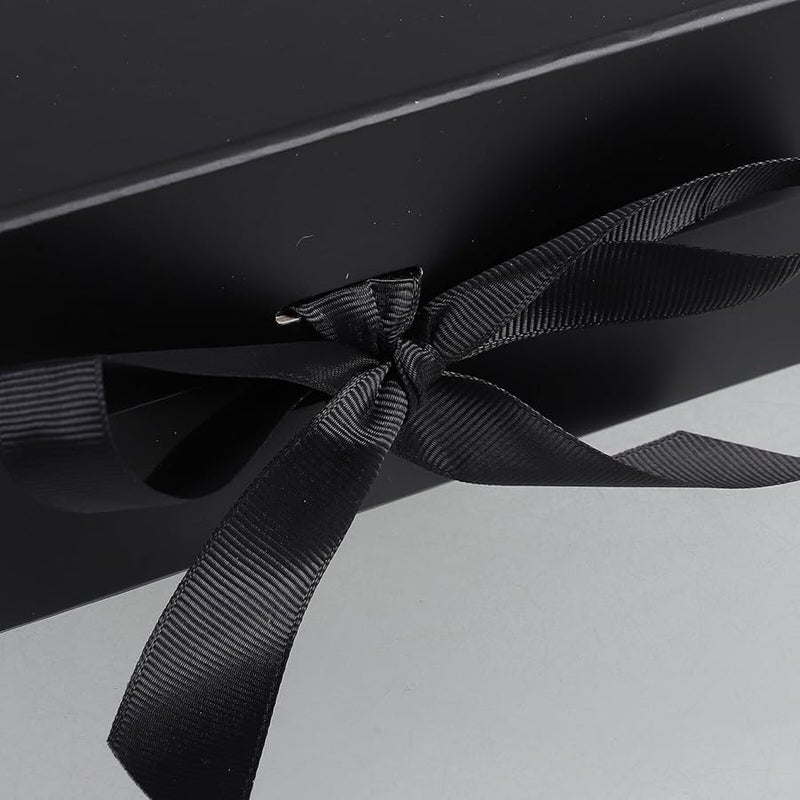 صندوق هدايا أنيق أسود قابل للطي مع شريط لاقتراح وصيفة العروس - Image 4