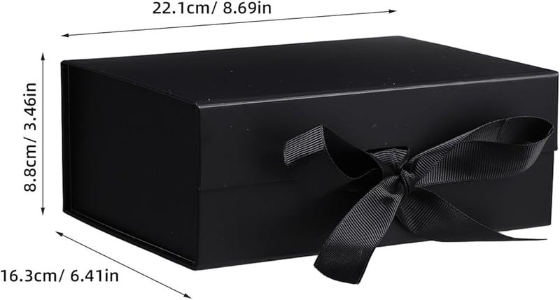 صندوق هدايا أنيق أسود قابل للطي مع شريط لاقتراح وصيفة العروس - Image 3