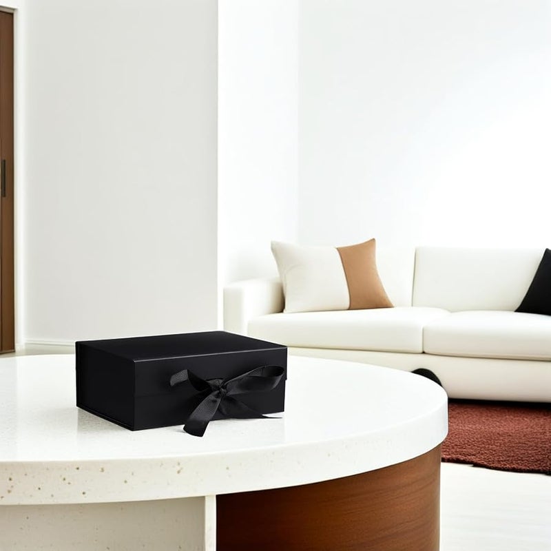 صندوق هدايا أنيق أسود قابل للطي مع شريط لاقتراح وصيفة العروس - Image 5