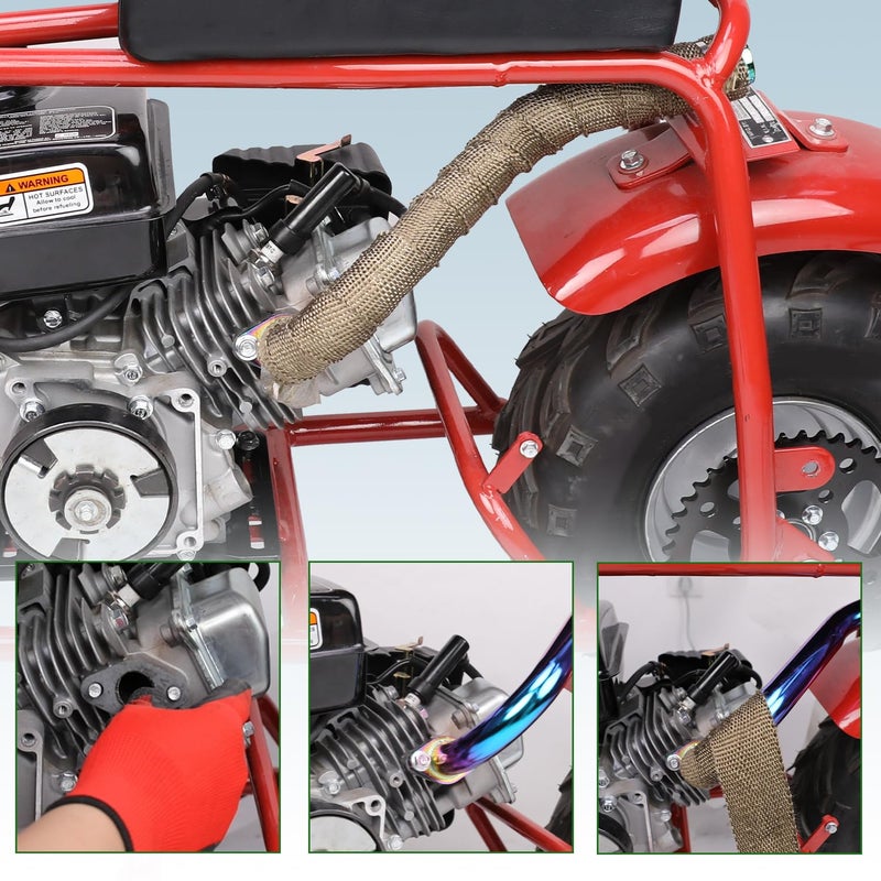 XIKOBY CT100U Exhaust Header Pipe Kit Compatible with Mini Bike GMB100 Coleman Massimo MB100 Rascal Lite Predator 79cc 98cc 99cc 3.0HP 154F Engine Parts Colorful - Image 4