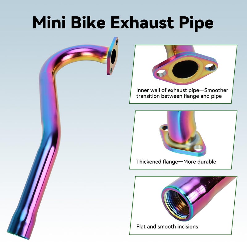 XIKOBY CT100U Exhaust Header Pipe Kit Compatible with Mini Bike GMB100 Coleman Massimo MB100 Rascal Lite Predator 79cc 98cc 99cc 3.0HP 154F Engine Parts Colorful - Image 2