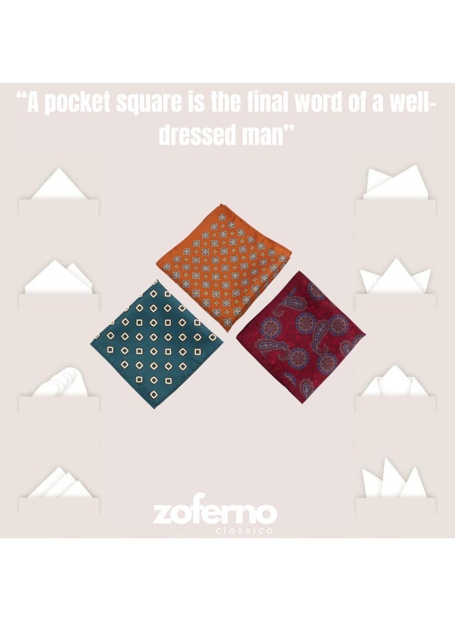 زوفيرنو كلاسيكو طقم مناديل الجيب للرجال من زوفرنو كلاسيكو – ٣ مناديل فاخرة (٢٨×٢٨ سم) - Image 3