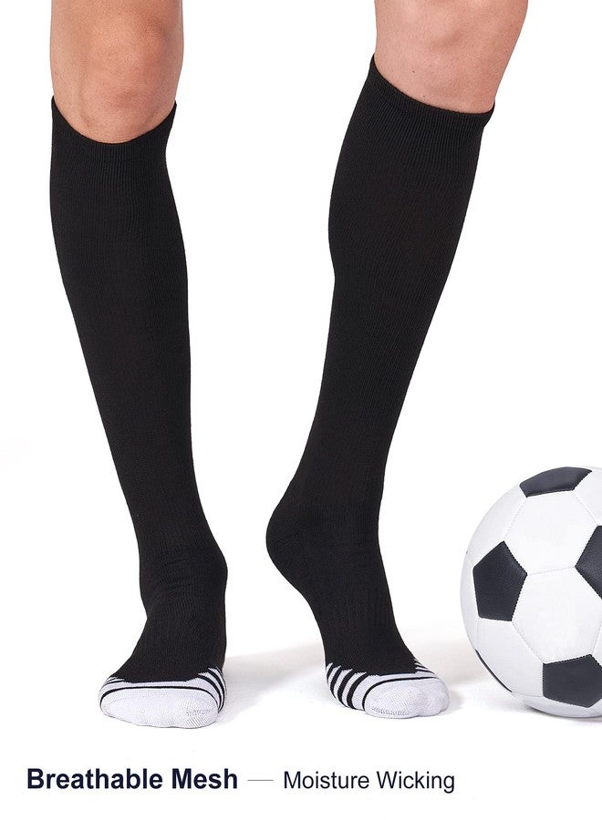 FITRELL 2 Pack Baseball Socks Soccer Softball Socks for Youth Men & Women Over-the-Calf Knee High Sports Tube, Black, Medium - Image 2