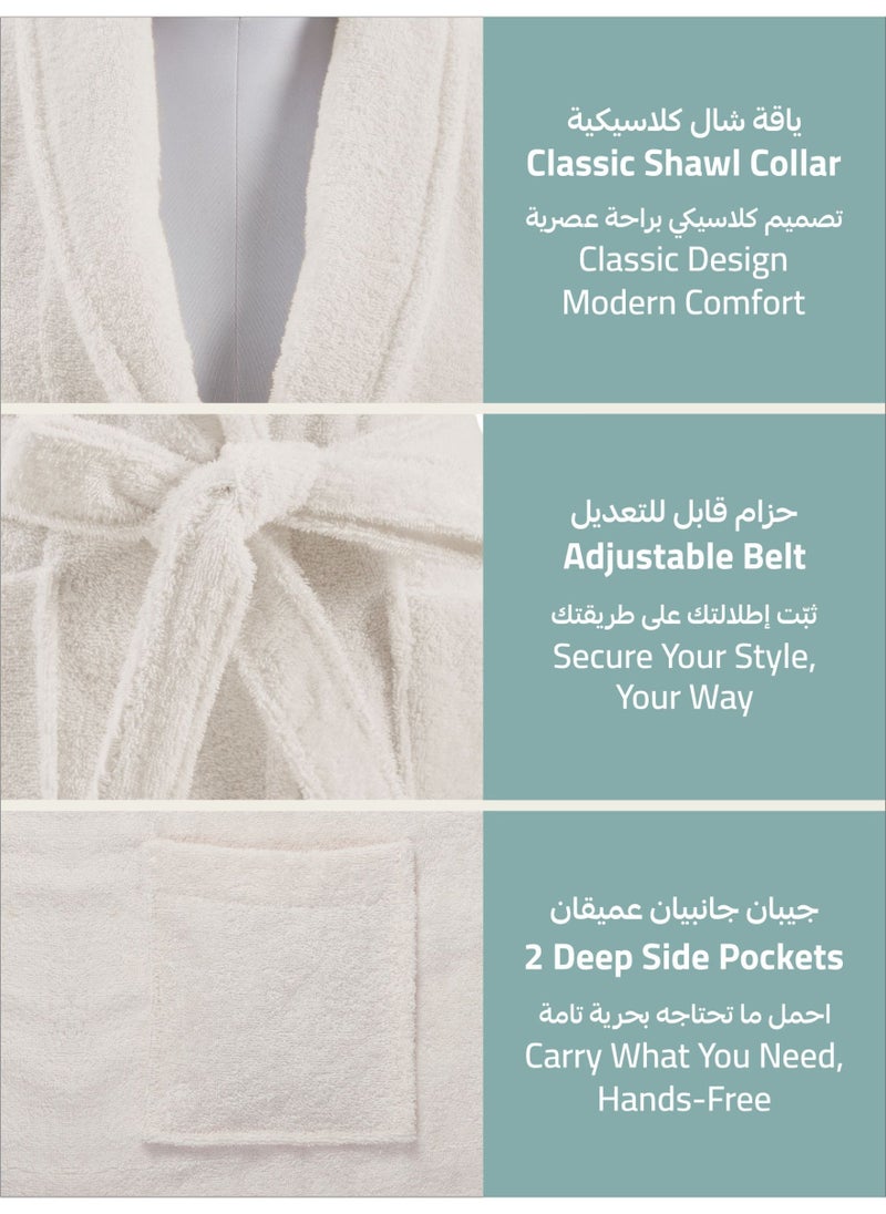 دوناتيلا روب حمام تيري قطني ناعم سريع الامتصاص (مقاس S/M) عاجي - Image 2