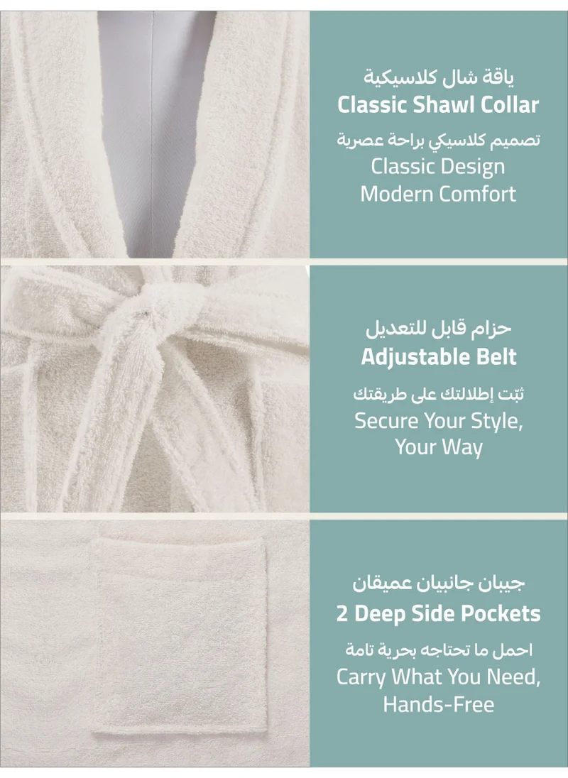 Donetella Unisex 100% Cotton Terry Bathrobe Small And Medium Size, 400 GSM, Luxurious And Absorbent, Ankle-Length with Shawl Collar And Pockets