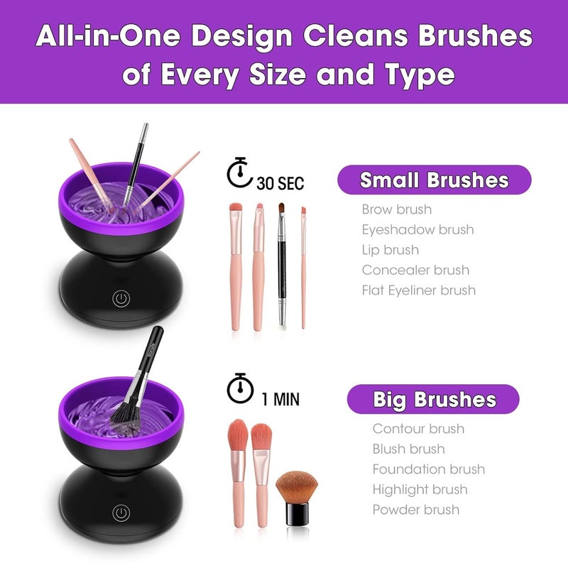 CHAMELI Electric Makeup Brush CleanerMake Up Brush Clean MachineBrush Cleaning MatAutomatic Cosmetic Paint Brush Cleaner SpinnerChristmas Stocking Stuffers Gifts For Women Girlfriend Wife - Image 3