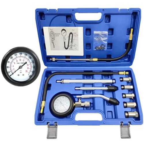 ZKTOOL 11PC Compression Tester, Automotive Engine Compression Tester Adapter Kit, Engine Cylinder Leak Down Compression Test Motor Pressure Gauge. (All Vehicles). - Image 1