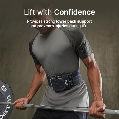 CULT Gym Belt Suede Leather S – Weightlifting Belt for Men & Women Back Support Deadlift Belt for Gym, Workout & Powerlifting Adjustable Heavy Duty Exercise Belt (Grey) - Image 4