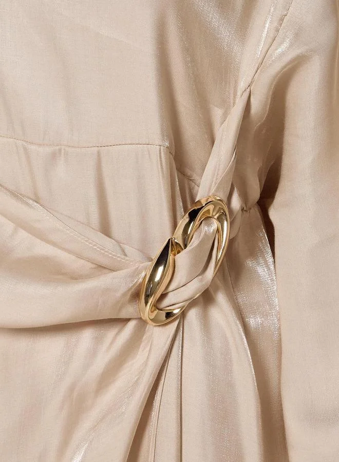 ايكونيك Iconic Cape Kaftan Women Dress with Knot Buckle Detail