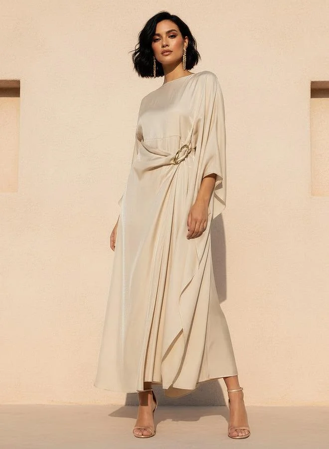ايكونيك Iconic Cape Kaftan Women Dress with Knot Buckle Detail