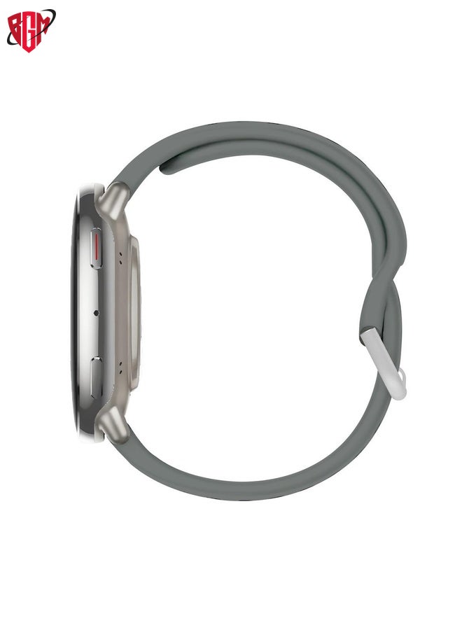 BGM Watch Band Strap For Amazfit Active 2 Silver Buckle Silicone Sport Watch Band(Space Grey)  - Image 3