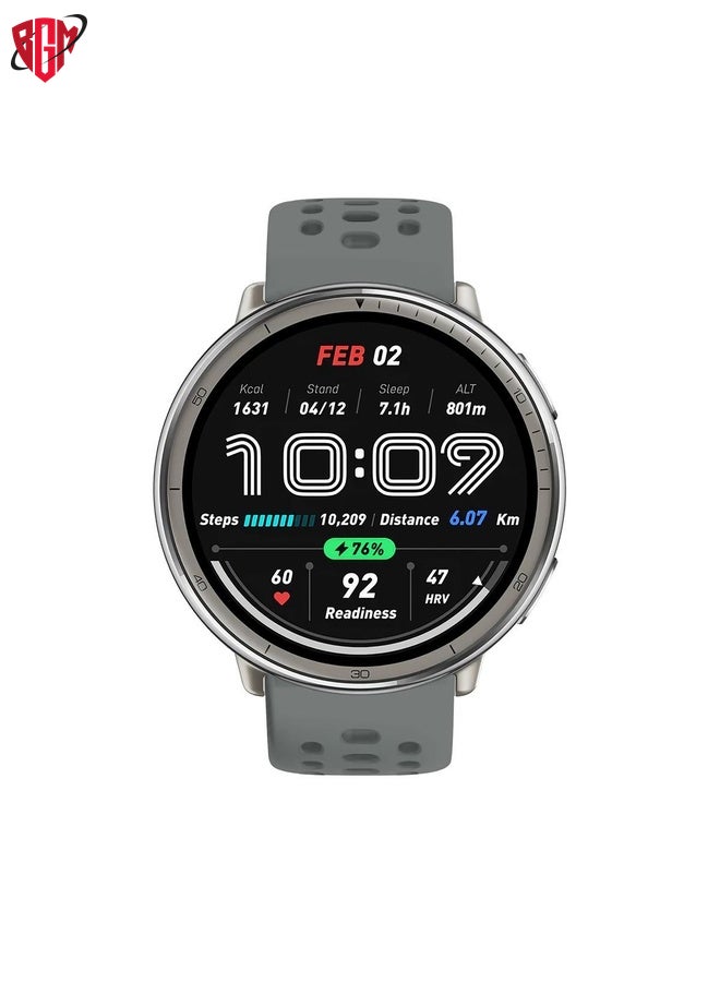BGM Watch Band Strap For Amazfit Active 2 Silver Buckle Silicone Sport Watch Band(Space Grey)  - Image 2