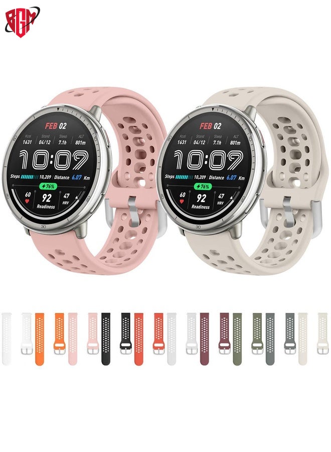 BGM Watch Band Strap For Amazfit Active 2 Silver Buckle Silicone Sport Watch Band(Space Grey)  - Image 5