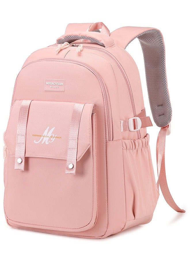 8607 Cute Casual Female Fashion Nylon Travel Waterproof School Backpack Bag Pink - Image 1