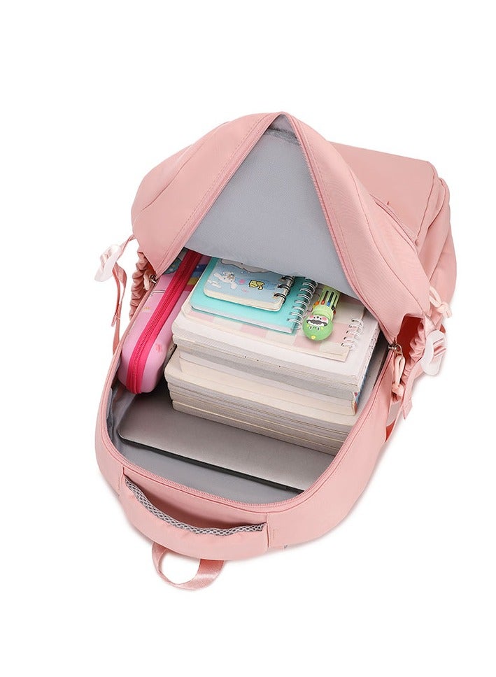 8607 Cute Casual Female Fashion Nylon Travel Waterproof School Backpack Bag Pink - Image 3