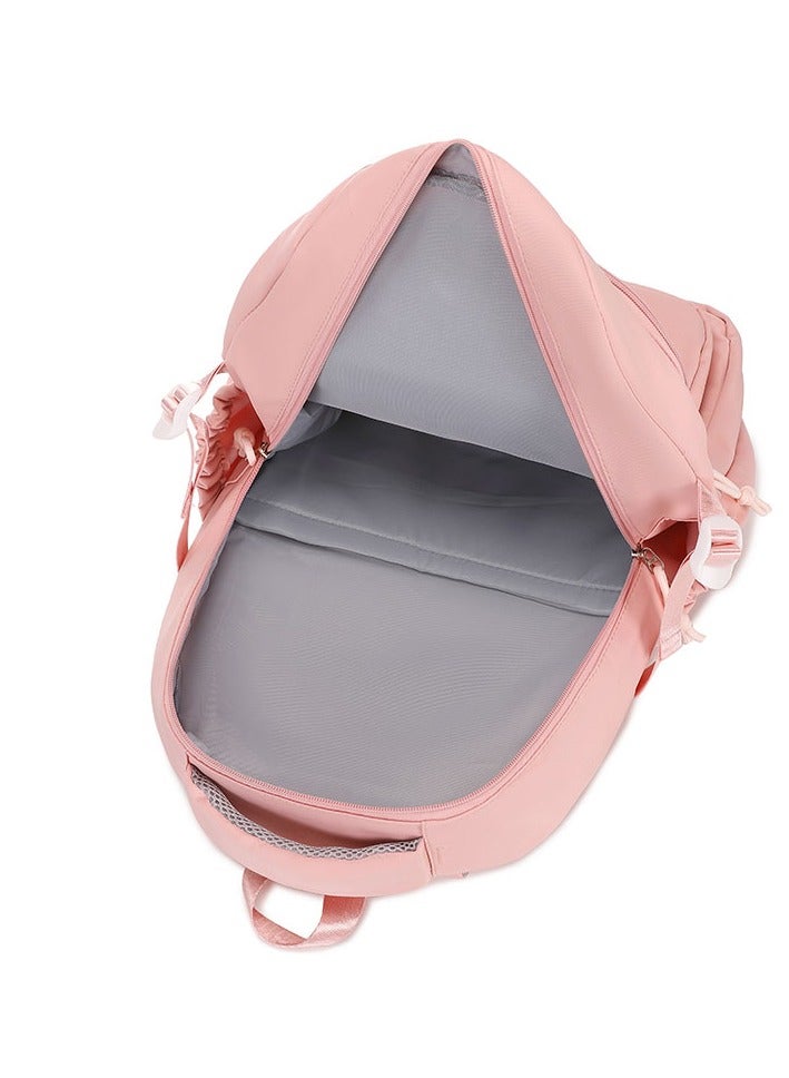 8607 Cute Casual Female Fashion Nylon Travel Waterproof School Backpack Bag Pink - Image 4