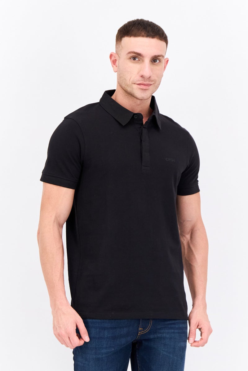 CROSSHATCH Men Regular Fit Embroidered Logo Short Sleeves Polo, Black - Image 1