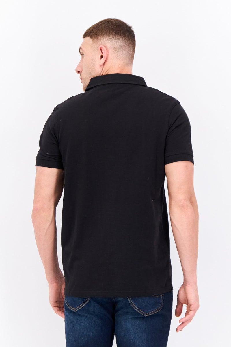 CROSSHATCH Men Regular Fit Embroidered Logo Short Sleeves Polo, Black - Image 3