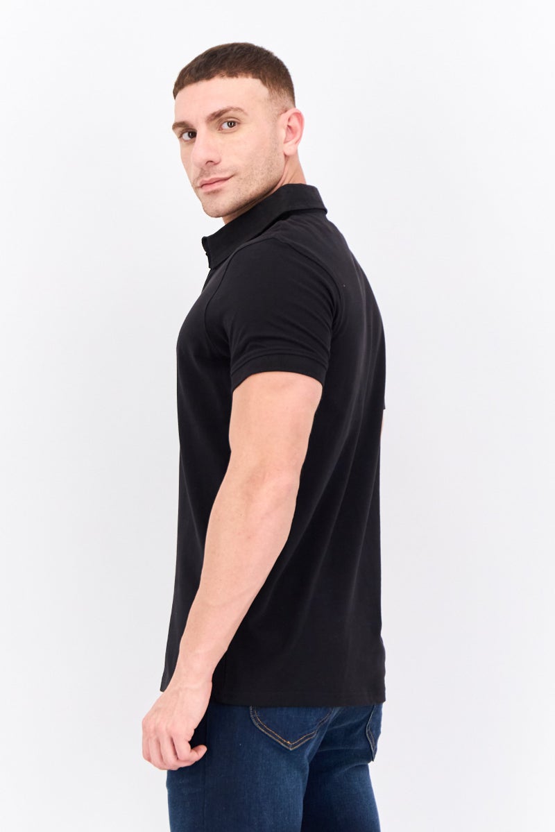 CROSSHATCH Men Regular Fit Embroidered Logo Short Sleeves Polo, Black - Image 2