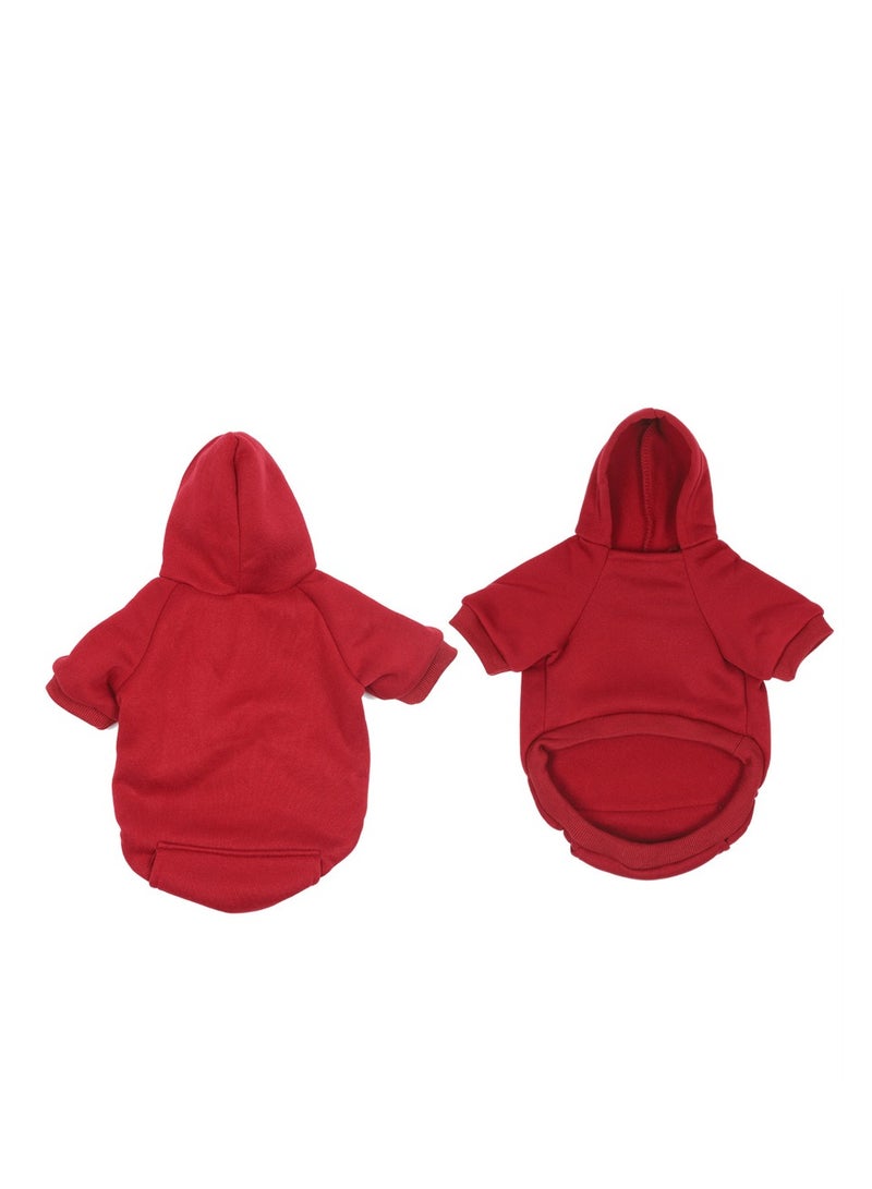 Loquat Squality Autumn And Winter Dog Clothing Pure Color Hooded Hoodie Red - Image 2