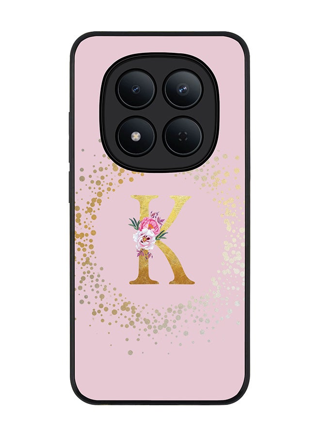 For Xiaomi Redmi Note 15 Pro 5G Case,Slim fit Camera Protection, Shockproof Thin Phone cover  - Custom Monogram Floral - K  (Pink )