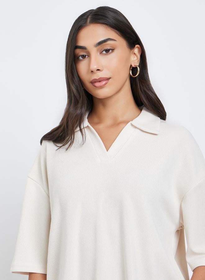 Styli Beige Soft Touch Relaxed Fit Polo T-Shirt - Image 3