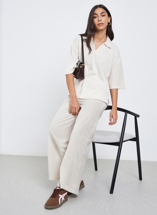 Styli Beige Soft Touch Relaxed Fit Polo T-Shirt - Image 2