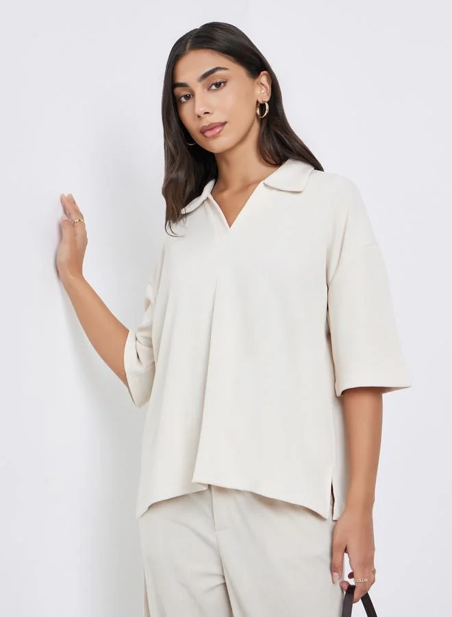 Beige Soft Touch Relaxed Fit Polo T-Shirt