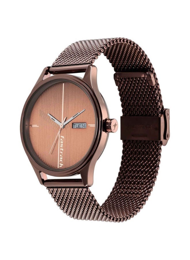 fastrack 3247QM02 Men’s Analog Watch – Brown Dial, Stainless Steel Mesh Strap, Quartz Movement, Mineral Glass - Image 1