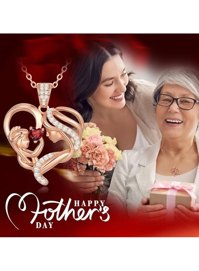 زيفيل الأم والطفل الحب القلب قلادة قلادة، هدية عيد الأم، 925 الفضة الاسترليني ارتفع الذهب قلادة جوهرة للنساء، عيد الأم عيد الحب، الذكرى السنوية، عيد ميلاد، هدايا المجوهرات للأم، المرأة، زوجة الجدة... - Image 4