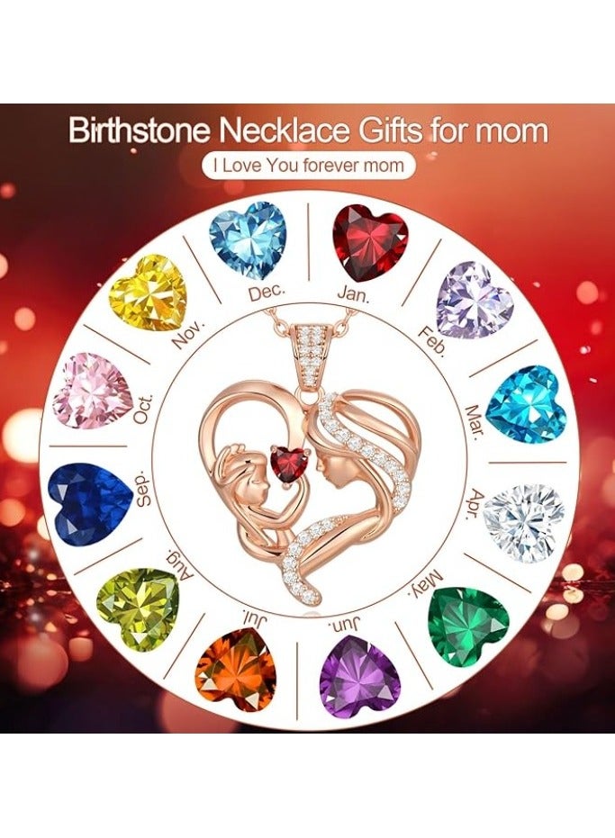 زيفيل الأم والطفل الحب القلب قلادة قلادة، هدية عيد الأم، 925 الفضة الاسترليني ارتفع الذهب قلادة جوهرة للنساء، عيد الأم عيد الحب، الذكرى السنوية، عيد ميلاد، هدايا المجوهرات للأم، المرأة، زوجة الجدة... - Image 3