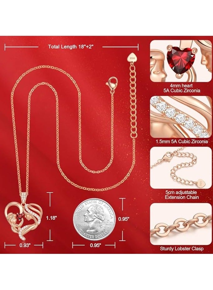 زيفيل الأم والطفل الحب القلب قلادة قلادة، هدية عيد الأم، 925 الفضة الاسترليني ارتفع الذهب قلادة جوهرة للنساء، عيد الأم عيد الحب، الذكرى السنوية، عيد ميلاد، هدايا المجوهرات للأم، المرأة، زوجة الجدة... - Image 5