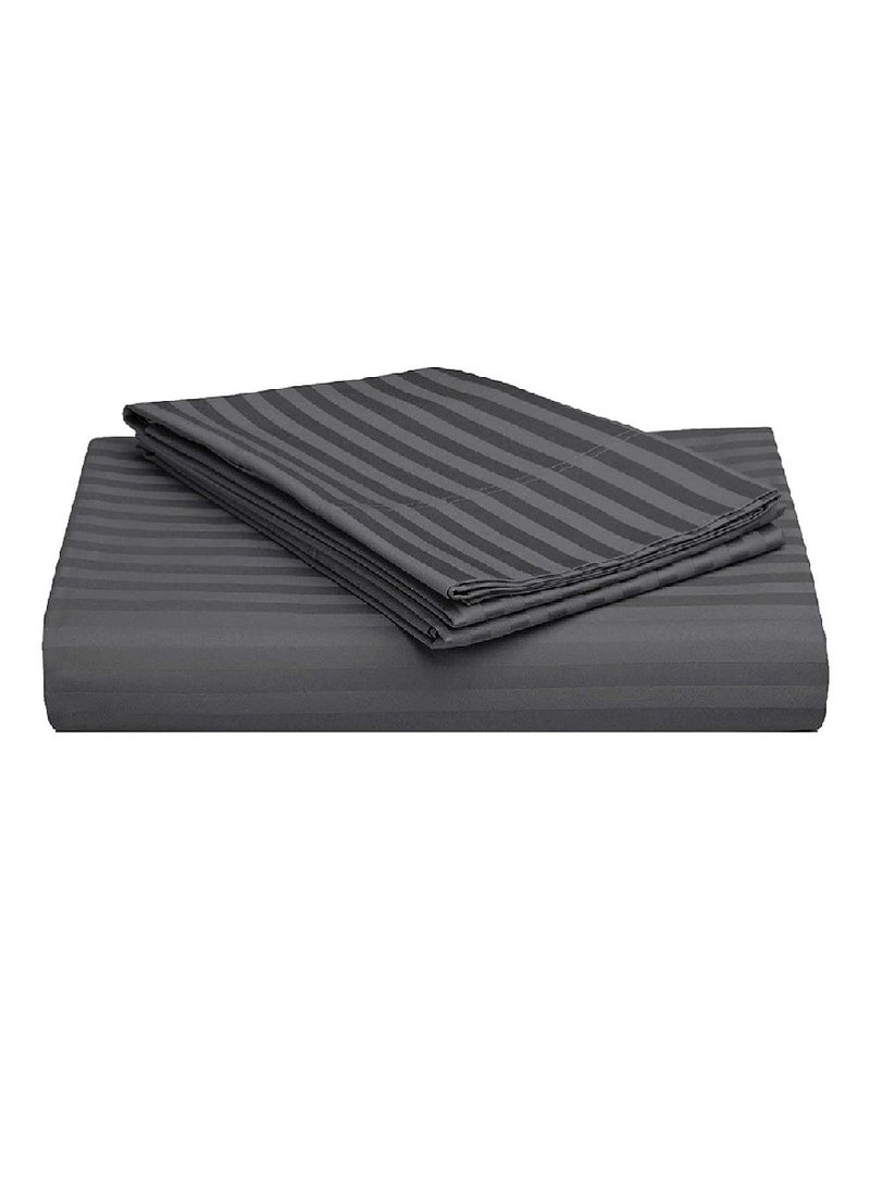 Blueberry Striped Sheet Set Sheets Deep Pockets Machine Washable Hotel Bedding Silky Soft 180x200+20cm  - Image 1