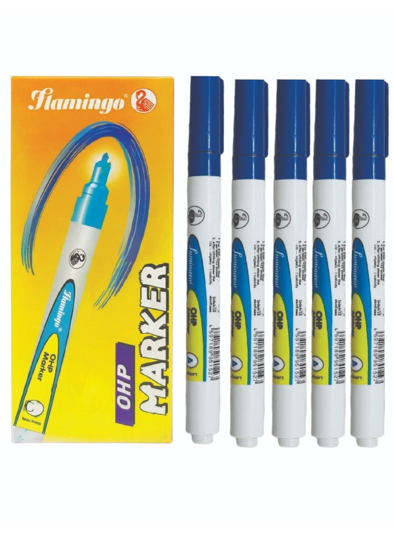 Flamingo 10-Piece Permanent OHP Marker-Blue - Image 1