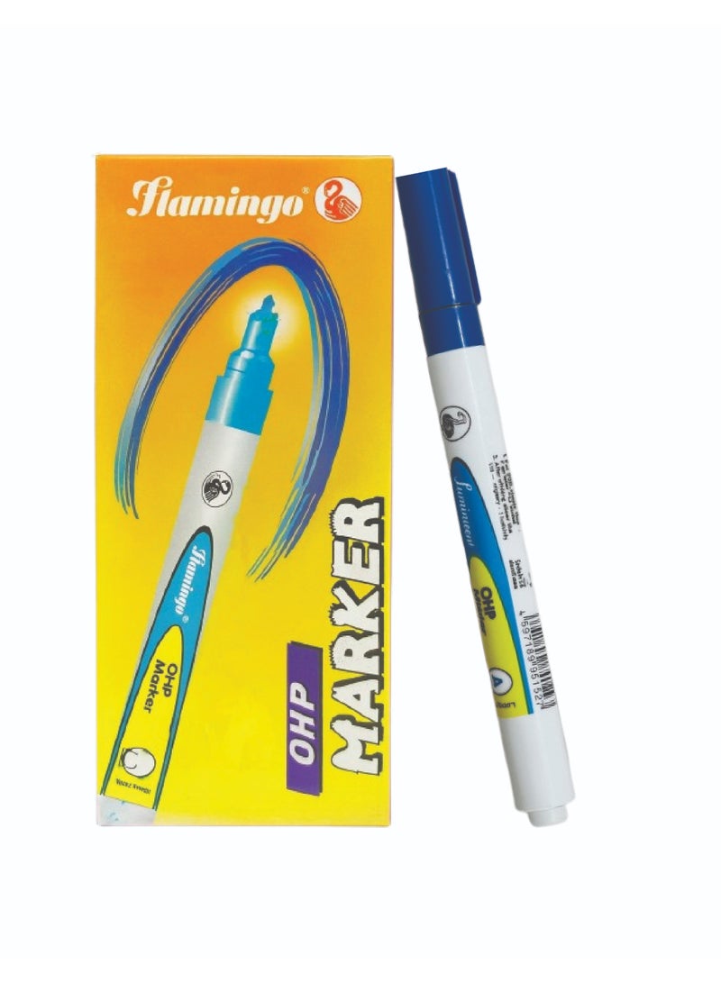 Flamingo 10-Piece Permanent OHP Marker-Blue - Image 2