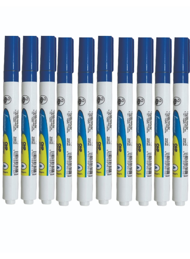 Flamingo 10-Piece Permanent OHP Marker-Blue - Image 3