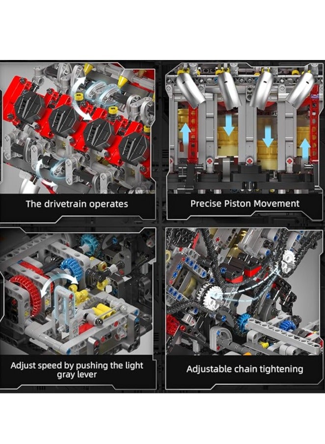 mould king 10130 V8 Engine Model kit That Runs - Build Your Own STEM V8 Model Engine, 8-Cylinder Engine kit 3.9-Liter Twin-Turbo Engine Building Block Toys, Mechanic Engineering Construction Set for Boys & Girls (2718 PCS)  - Image 4