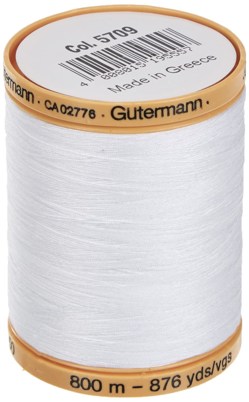 Gutermann 25049 Natural Cotton Thread Solids 876 Yards-White - Image 1