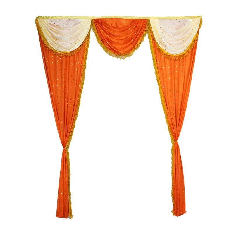 PRIYAKANT SAFAWALA PRIYAKANT SAFAWALA Ganpati Decoration Entry Gate Ideas at Home Festival Wedding Birthday and Special Ganesh Chaturthi Decoration Gate Size Width 5 Feet and Hight 6 Feet Orange and Fown - Image 1
