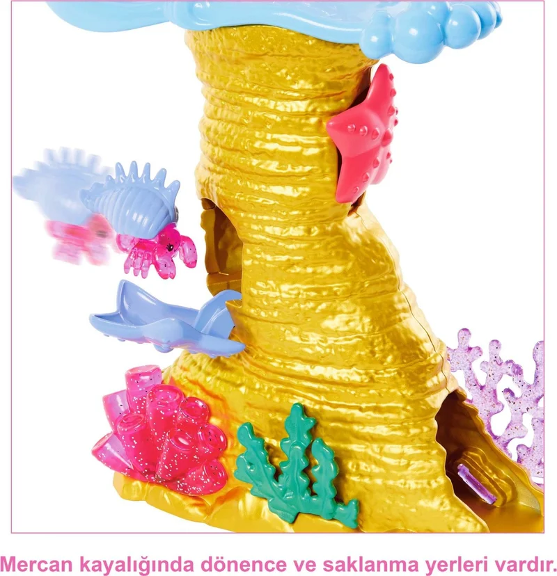 Barbie Chelsea Mermaid Doll with 4 Animal Figures, Coral Reef Playground, Sea Animal Playset with Stroller and Accessories, Ages 3 and Up Hhg58
