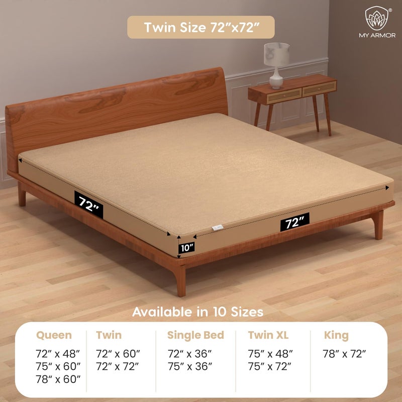 MY ARMOR MY ARMOR Premium Ultra Soft Cotton Mattress Protector/Bed Protector | 100% Waterproof, Breathable, 2 Layer Protection | Washable, Hypoallergenic | Elastic Skirting | Beige, Twin [72" x 72"] - Image 3