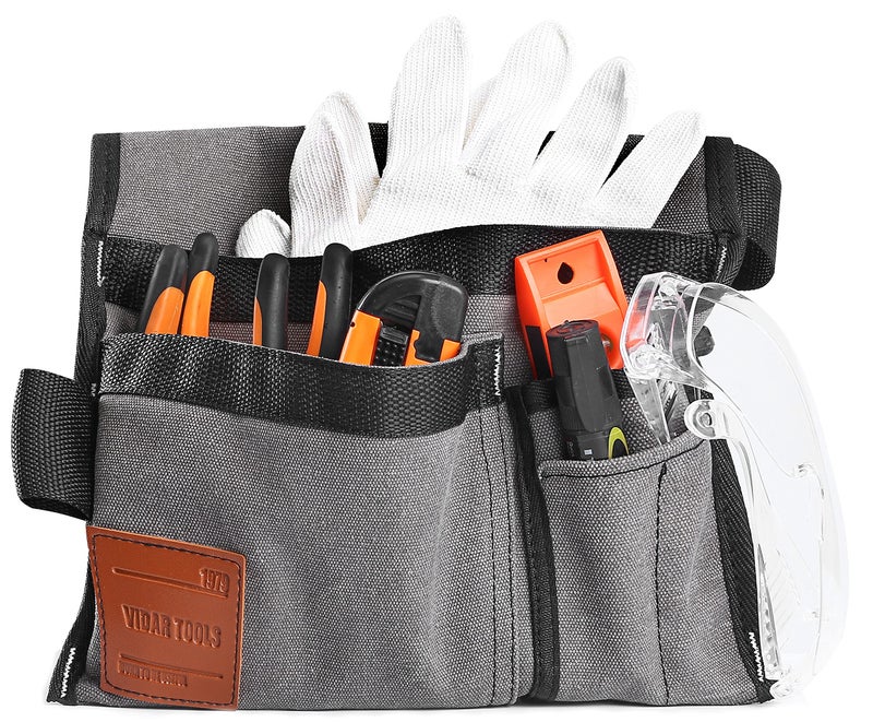 VIDAR TOOLS 6-Pocket Single Side Tool Belt Pouch/Utility Belt Bag/Tool Apron for Carpenter/Gardening/Waist .Durable Canvas Construction.Comfortable Adjustable Belt.Light Weight (grey) - Image 3